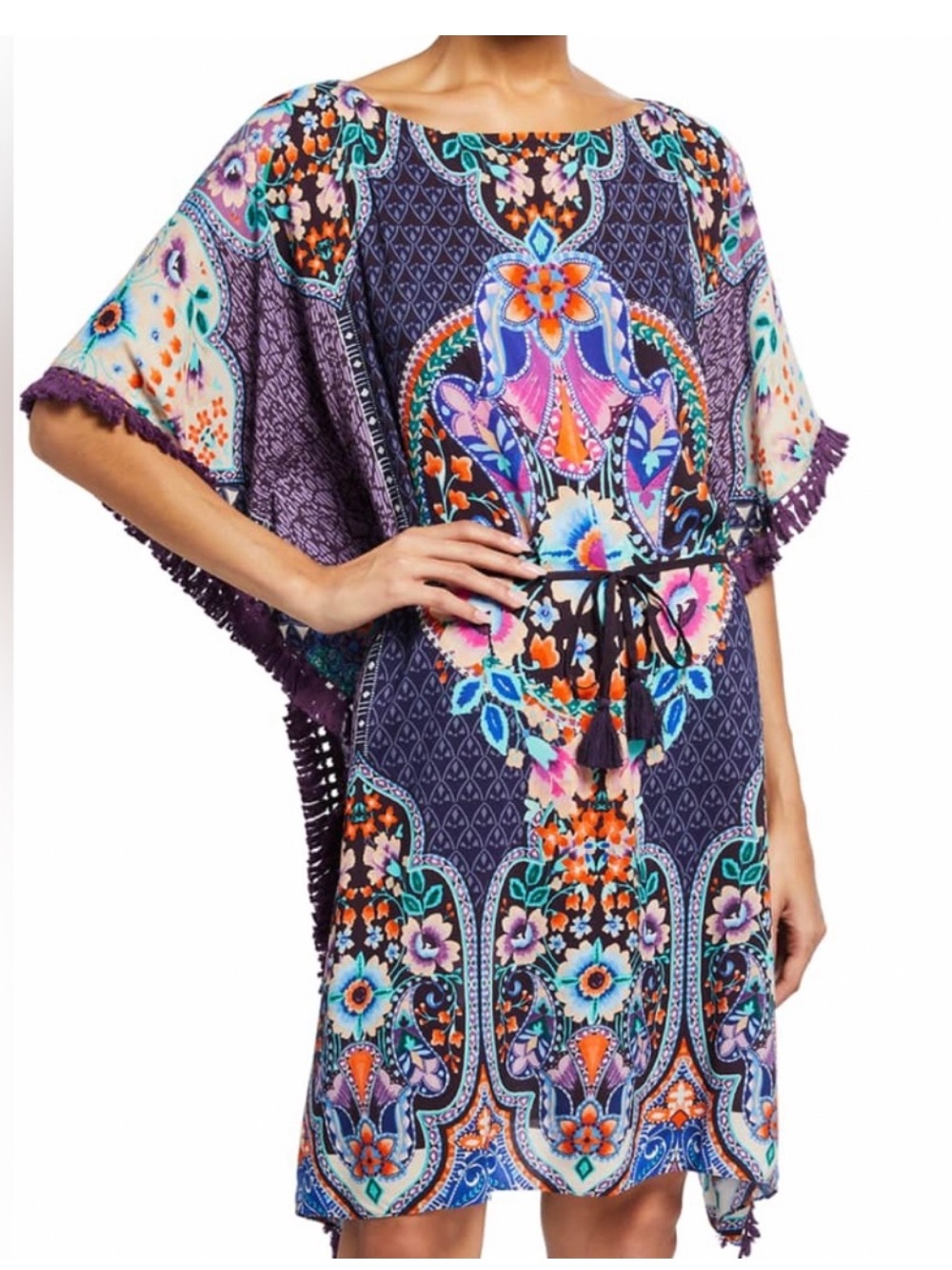 NEW Johnny Was Saba Tunic Cover Up Size 2X NWT Boho Floral Paisley Kaftan